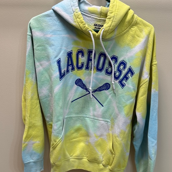 Gildan Sweaters - Gildan Tie-Dye Lacrosse Hoodie - Blue, Yellow, Green